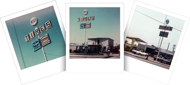 Vintage tire shop signs collage