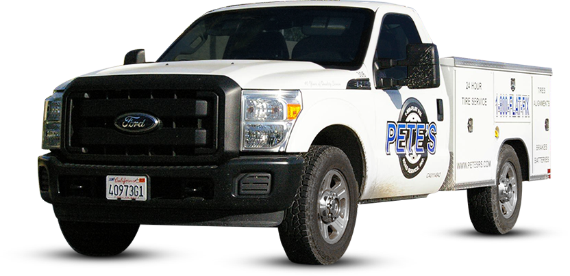 White service pickup truck sideview