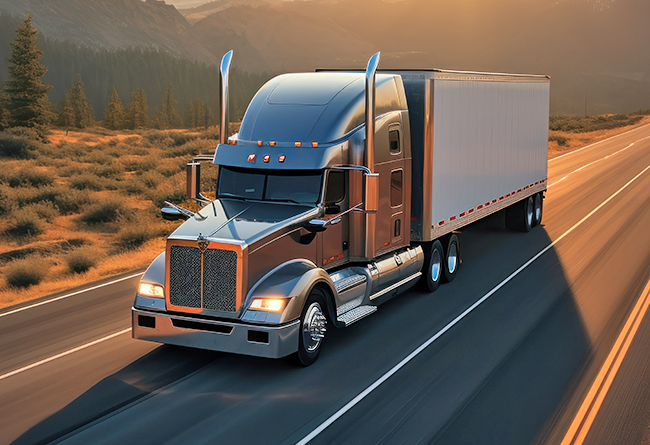 Semi truck driving on highway